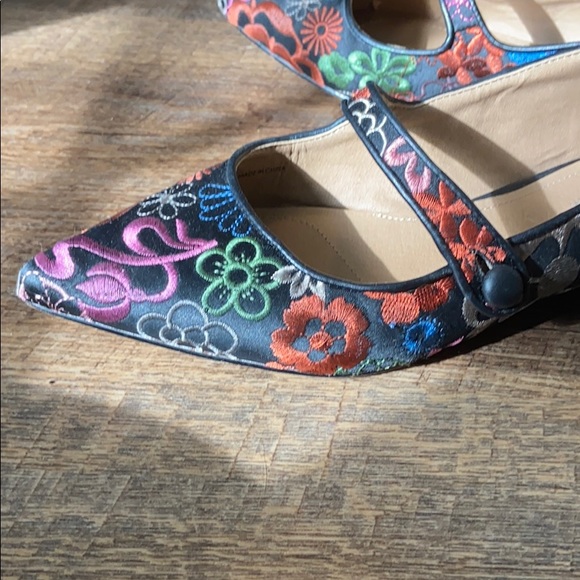 (CLOSET CLOSING FINAL SALE) Pointy Toe Floral Embroidered Chic Mary Janes - Picture 5 of 8